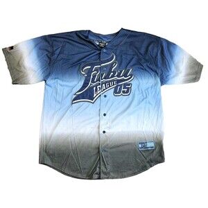 VTG FUBU League 05 Mens Sz XXL Blue Ombre Button Up Shirt Sport Collection